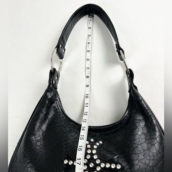 Raviani Black Leather Swarovski Crystal & Rivets Shoulder Bag - Picture 12 of 13